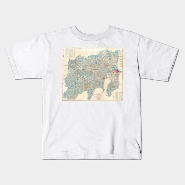 Vintage Map of Tokyo and Mt. Fuji Japan (1843) Kids T-Shirt by Bravuramedia